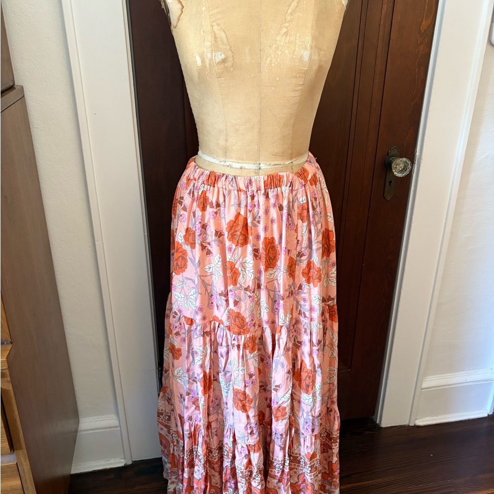 Hello Molly Floral A-Line Skirt in Pink and Orange